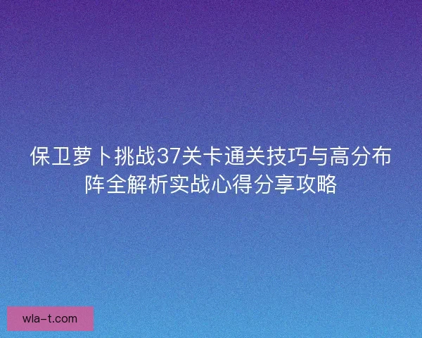保卫萝卜挑战37关卡通关技巧与高分布阵全解析实战心得分享攻略